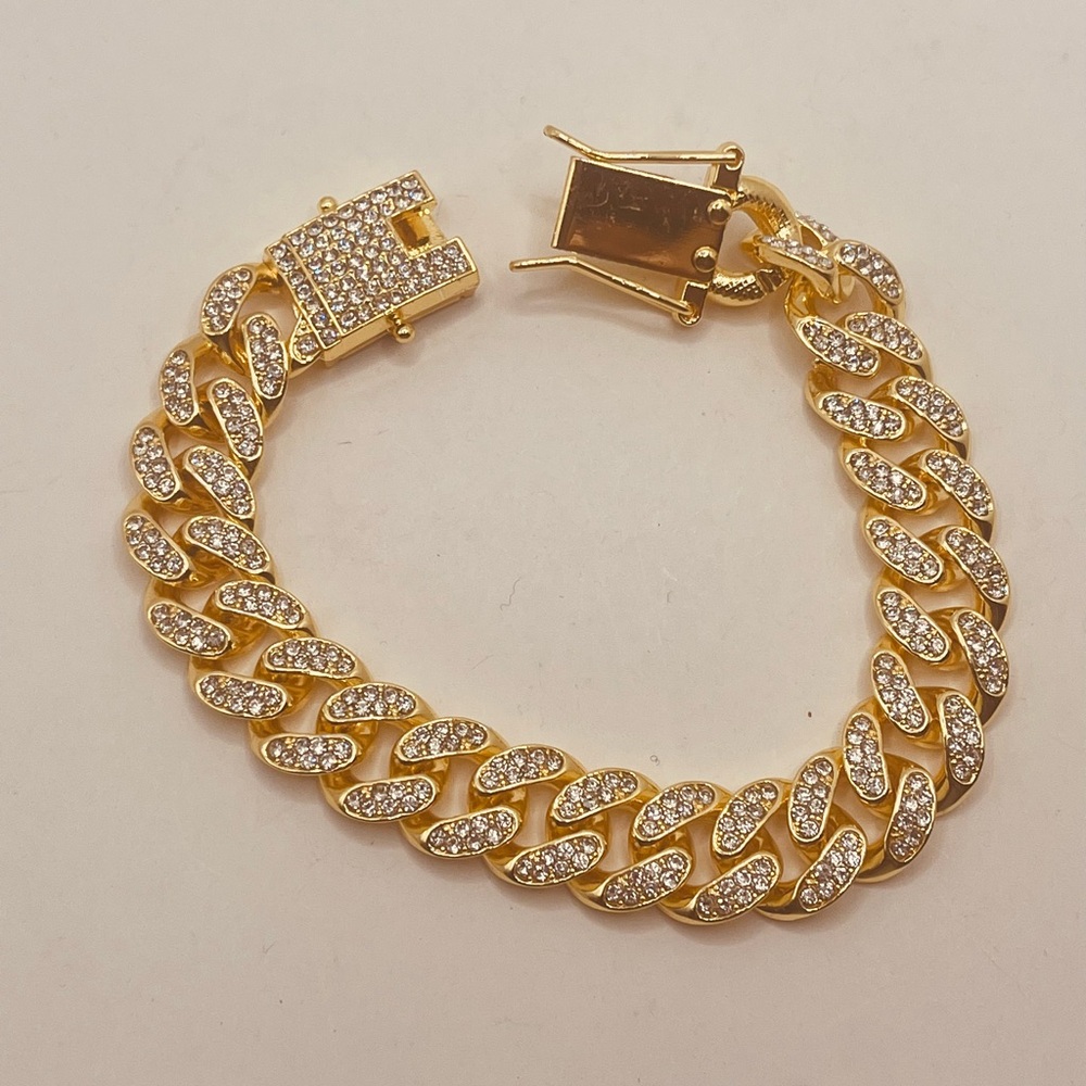 Gold plated Bracelet unisex imitation diamond